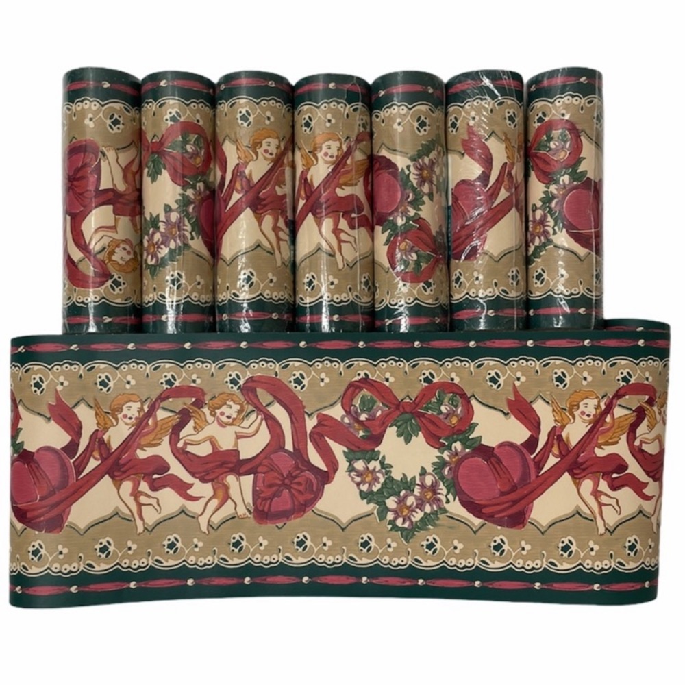 Vintage Wallpaper Wall Border Romantic Cherub Angel Love Floral Heart 8 Roll Set